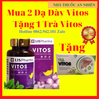 Mua 2 DẠ DÀY VITOS TẶNG 1 TRÀ VITOS- Viên uống dạ dày VITOS giảm acid dịch vị bảo vệ niêm mạc dạ dày-AN001
