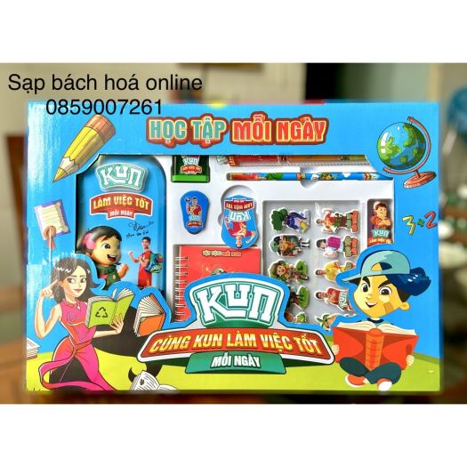 卍  Bộ đồ dùng học tập Kun - Bộ đồ dùng Kun set 9 món cao cấp