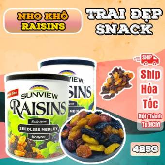 Nho Khô Mỹ Không Hạt Sunview Raisins Đen Nhập Khẩu Mỹ Hủ 425g - Trai Đẹp Snack