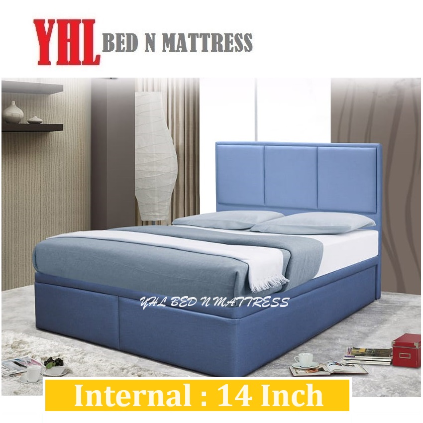 إطار سرير YHL B16C-08 مصنوع من جلد البولي يوريثان/القماش للتخزين (المرتبة غير متضمنة)