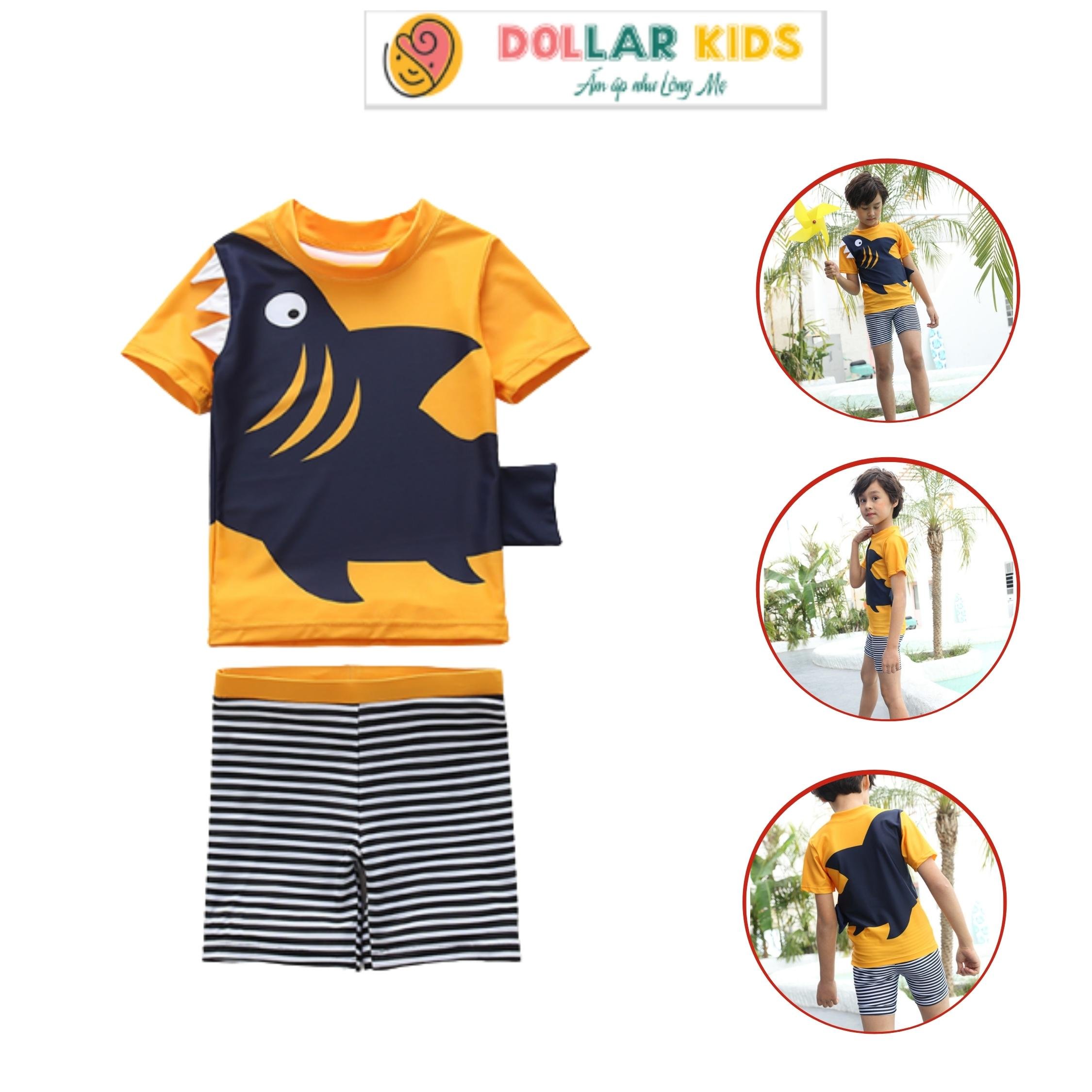 Đồ bơi trẻ em dollarkids in hình cá mập kèm nón cho bé từ 10kg đến 45kg