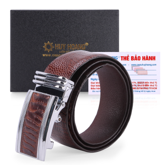 HK4420 - Dây nịt nam da đà điểu  4P màu nâu đỏ