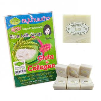Lốc 12 Cục Xà Phòng Cám Gạo Jam Rice Milk Soap Thái Lan , hàng nội địa thái , sỉ xà phòng cám gạo thái, giá rẻ