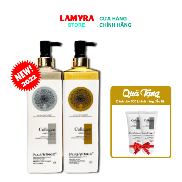 Dầu gội đầu collagen vinge trắng phục hồi tóc hư tổn 1000mlx2 - dầu gội cặp kích thích mọc tóc lamyra