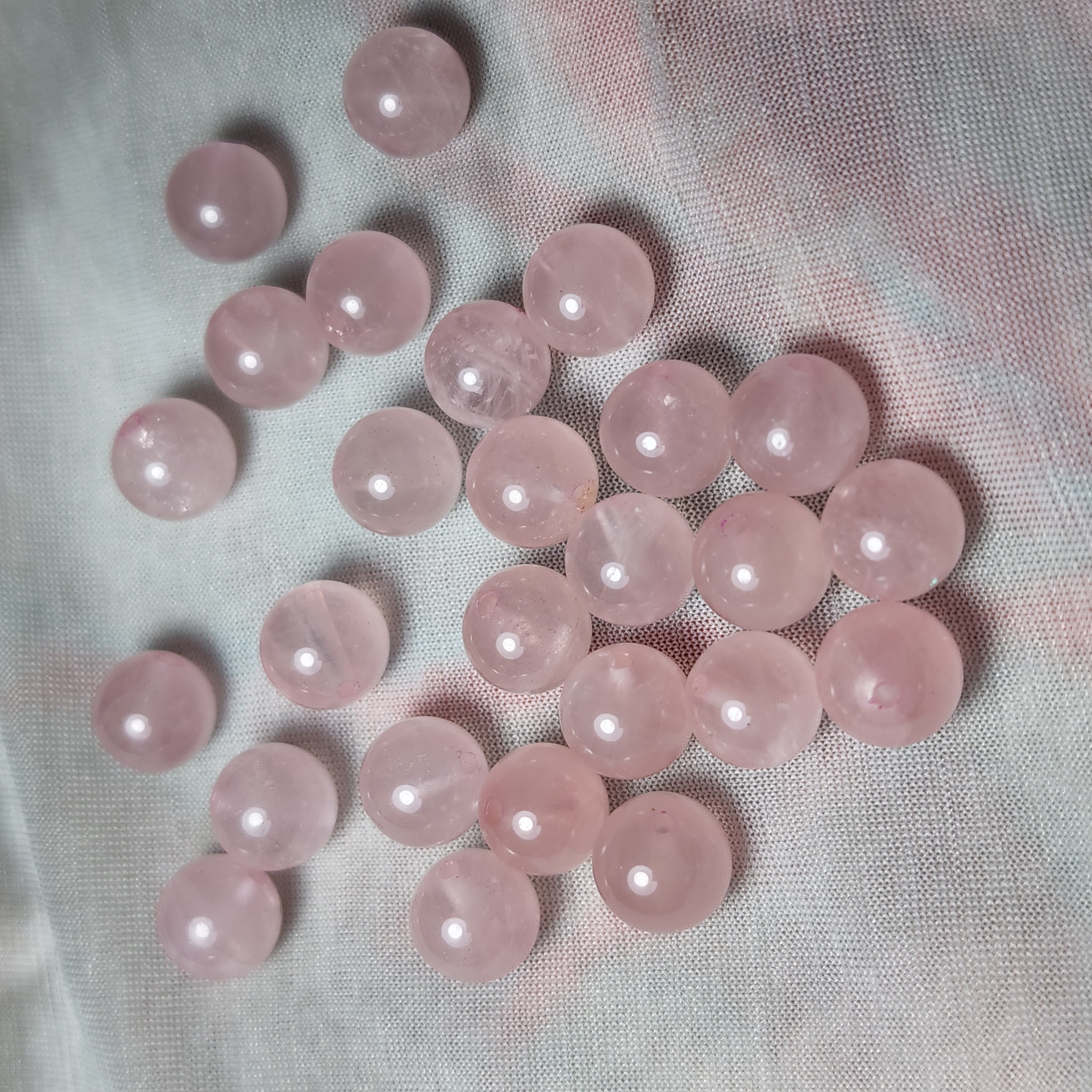 Hạt lẻ đá phong thủy thạch anh hồng 7mm