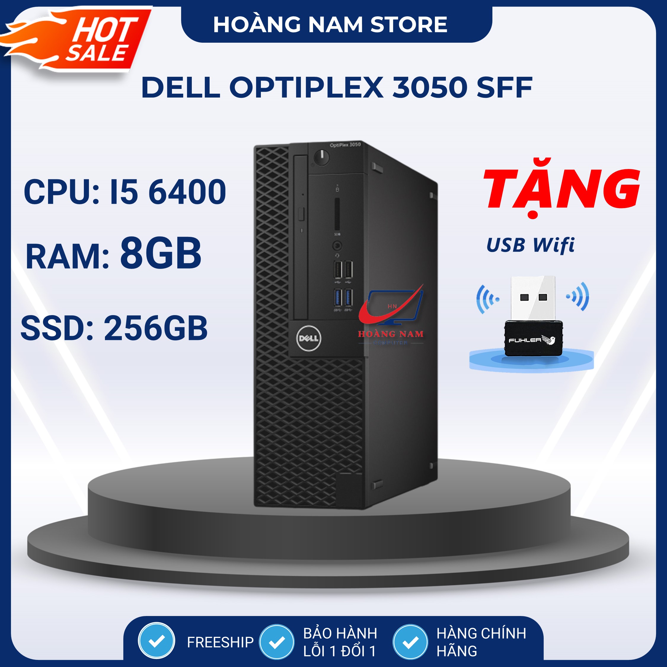Case máy tính để bàn dell optiplex 3050/7050 core i5 6400/ram 8gb/ssd 256gb, bảo hành 12 tháng