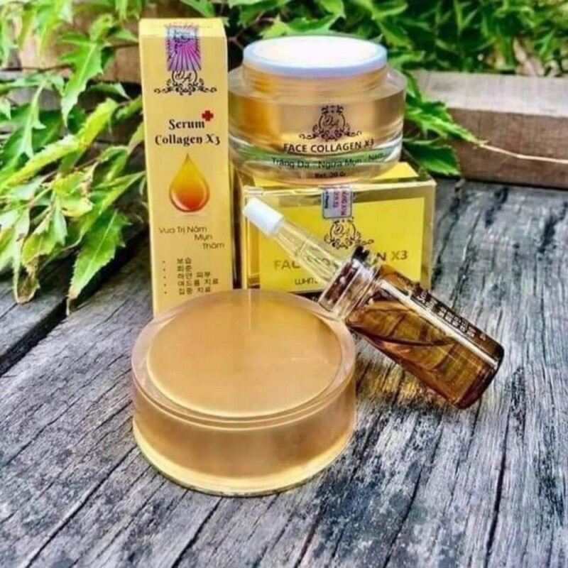 Combo Kem Face Collagen X3 Đông Anh và serum dưỡng X3