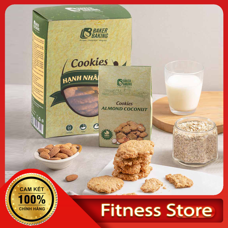 Bánh Cookies Hạnh Nhân Dừa Baker Baking - Healthy Eatclean Keto Giảm cân