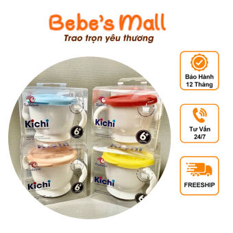 Cốc tập uống, tập hút 3 giai đoạn Kichilachi tiện lợi cho bé có vạch chia ml Hàng Chính Hãng Bebe's Mall