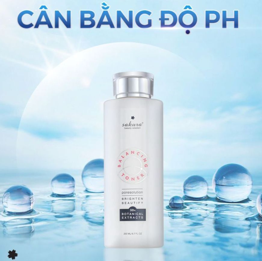 Nước cân bằng độ ph cho da, tái tại da, se khít lỗ chân lông, tẩy tế bào chết chính hãng sakura 200ml - sakura balancing toner