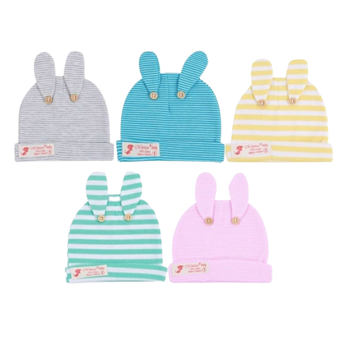 Nón sơ sinh tai thỏ mintuu cho bé 100% cotton co dãn
