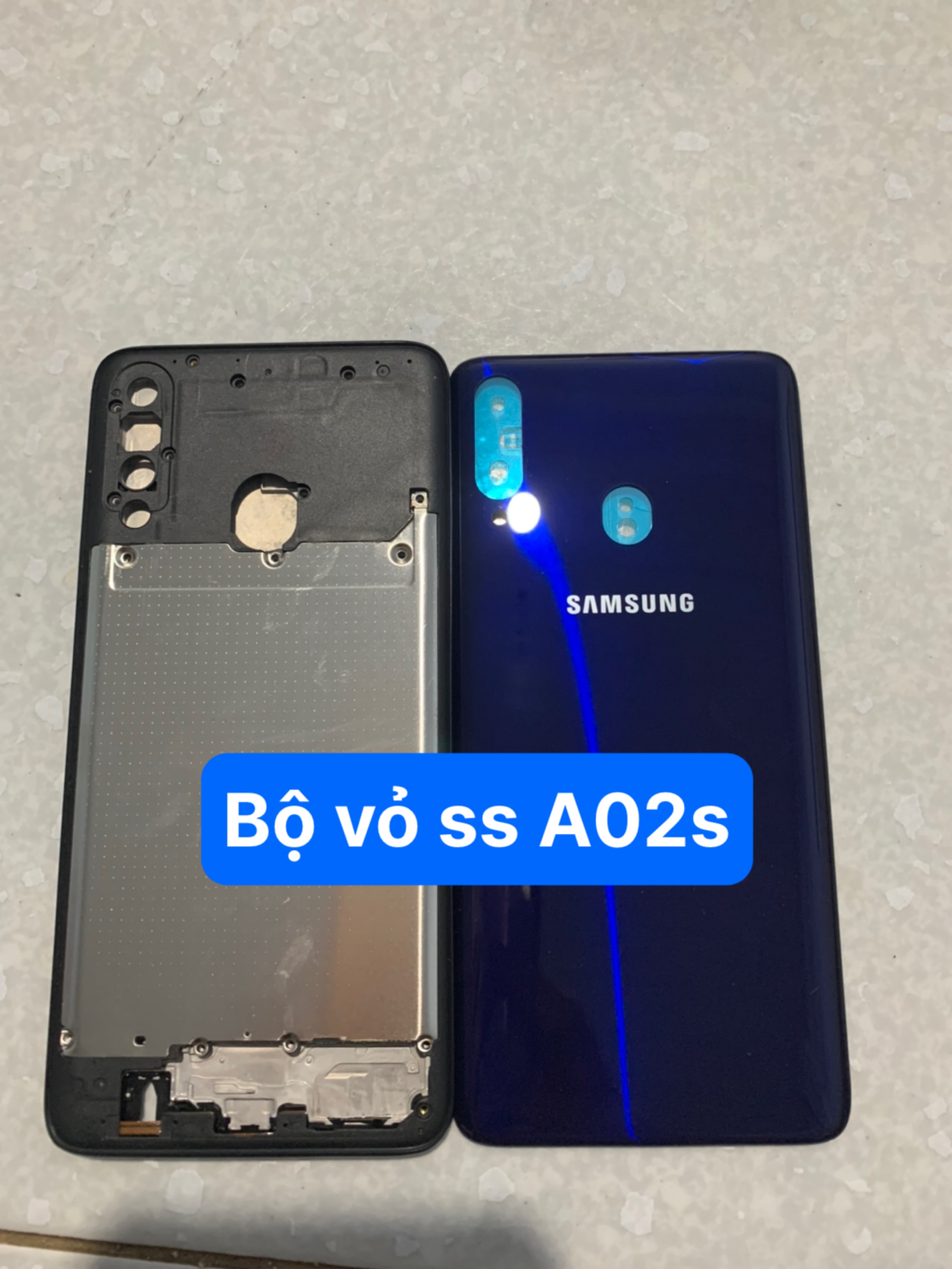 Bộ xương vỏ điện thoại zin mới điện thoại sam sung A20s Gồm xương, lưng, phím bấm và kính camera