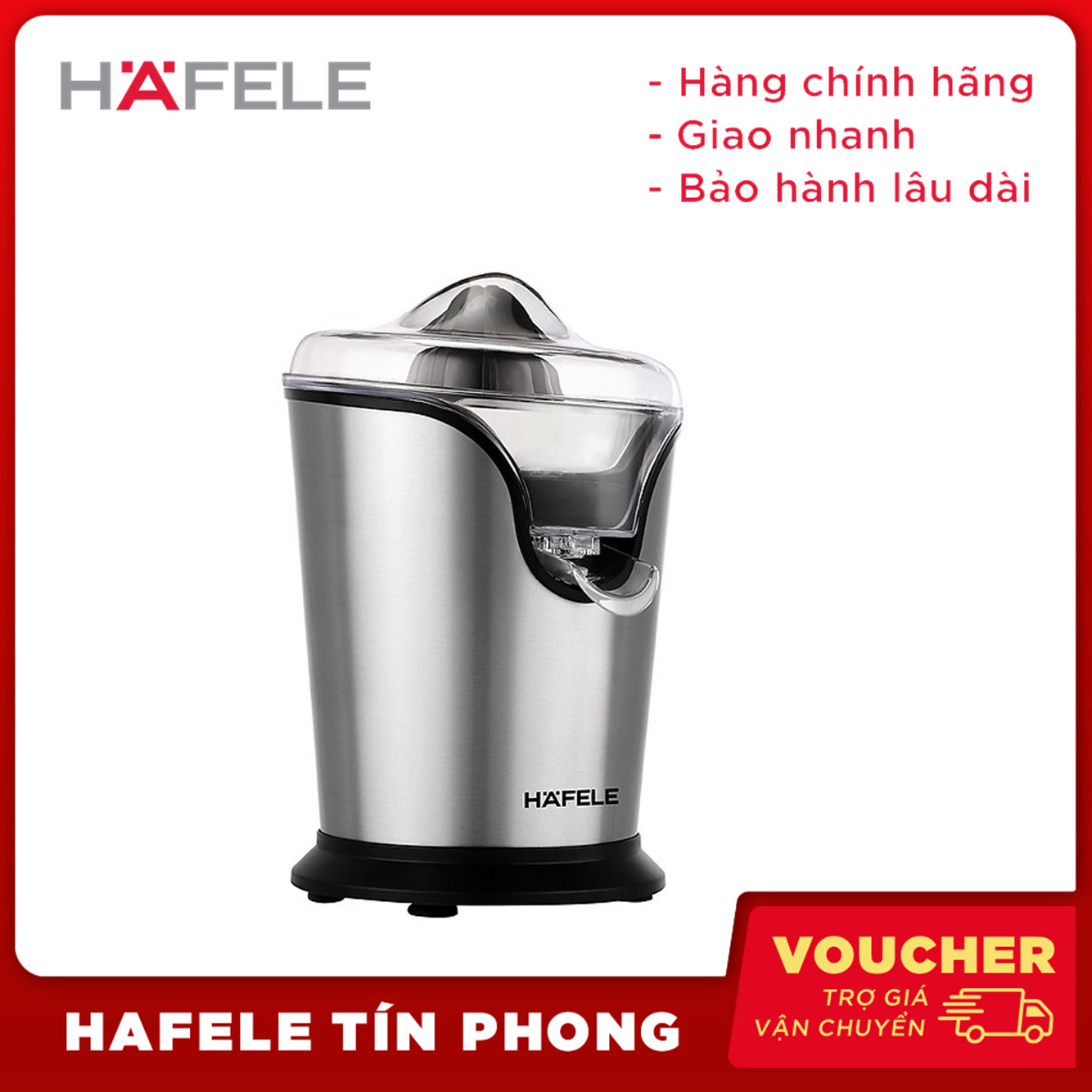 [GIAO 2H]Máy vắt cam, máy ép cam Hafele GS-401/ 535.43.089 - công suất 100W, thép không gỉ lưới lọc bằng nhựa, chống nhỏ giọt, tự động bật khi ép - Hàng chính hãng bảo hành 1 năm