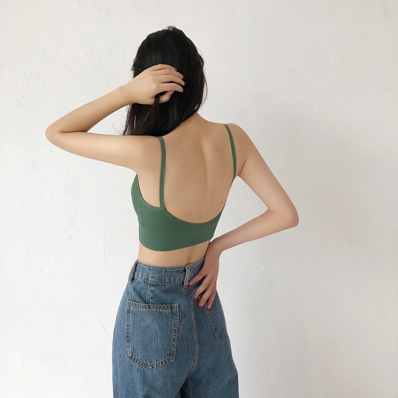 Áo Bra nữ gân tăm 2 dây khoét lưng chữ U nhiều màu mã 367
