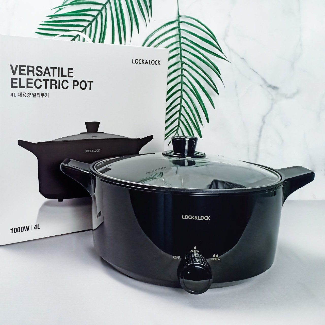 Nồi điện đa năng versatile hot pot locknlock ejp546blk 4l, 1000w - màu đen
