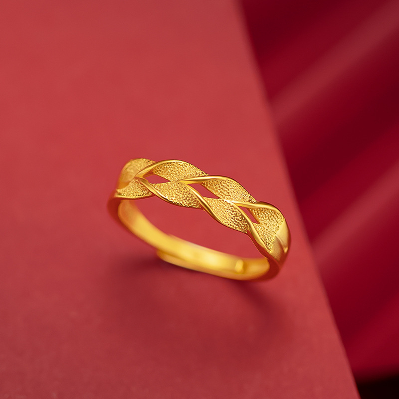 Nhẫn Gợn Xoắn Mạ Vàng 18K Loại Đẹp Điều Chỉnh Được Kích Cỡ, Nhẫn Nữ