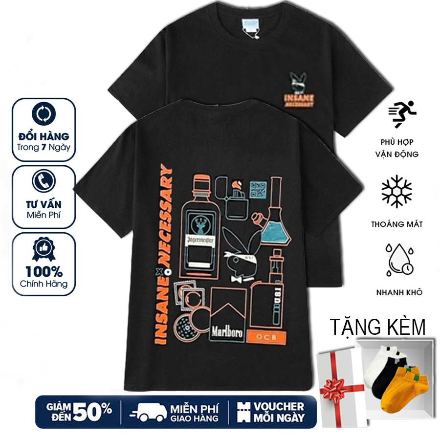 [HCM]Áo Thun Unisex Nam-Nữ PLAY BOY Form Rộng Tay Lỡ FREESIZE <75kg AT18- DREAMBIG