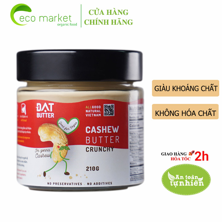 Bơ hạt điều tự nhiên có hạt Đạt Butter 210g - bao bì mới