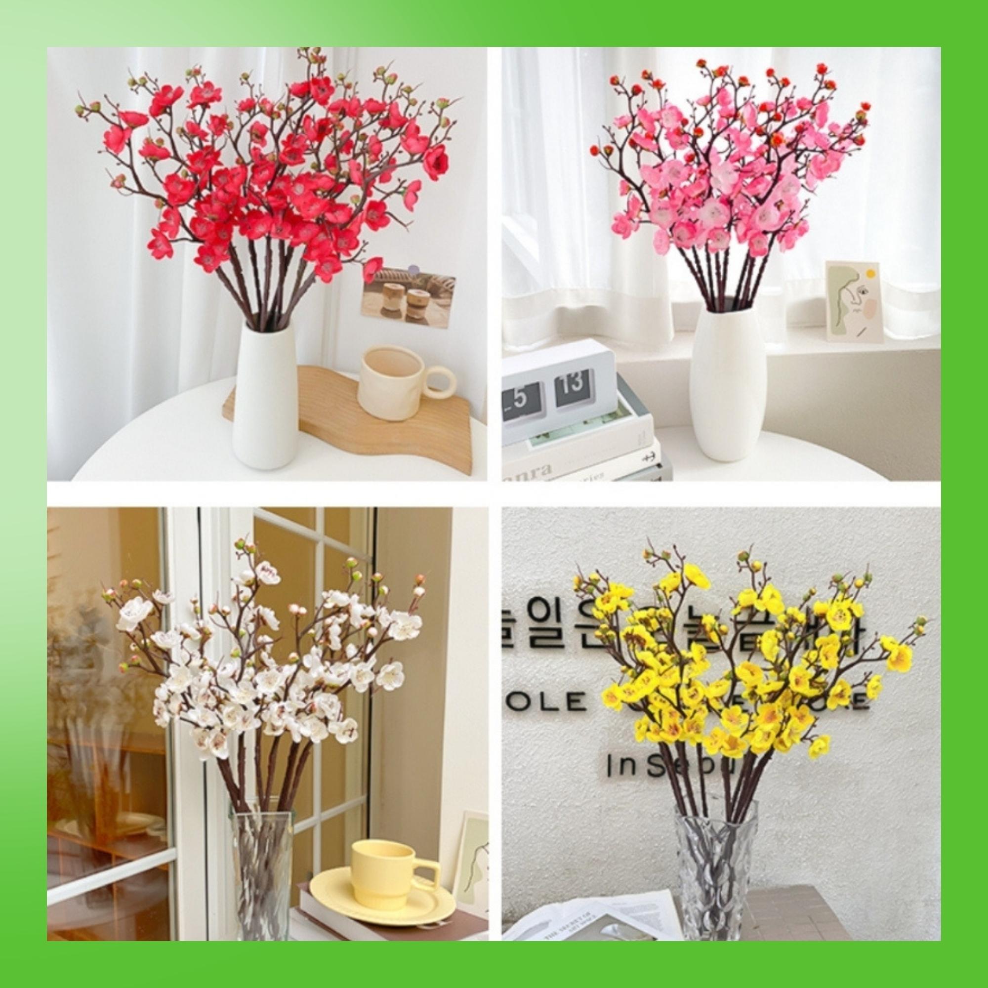 Cành đào giả đẹp cao cấp TODOCO để bàn trang trí decor phòng khách - Hoa đào nhân tạo làm cây giả ngày tết