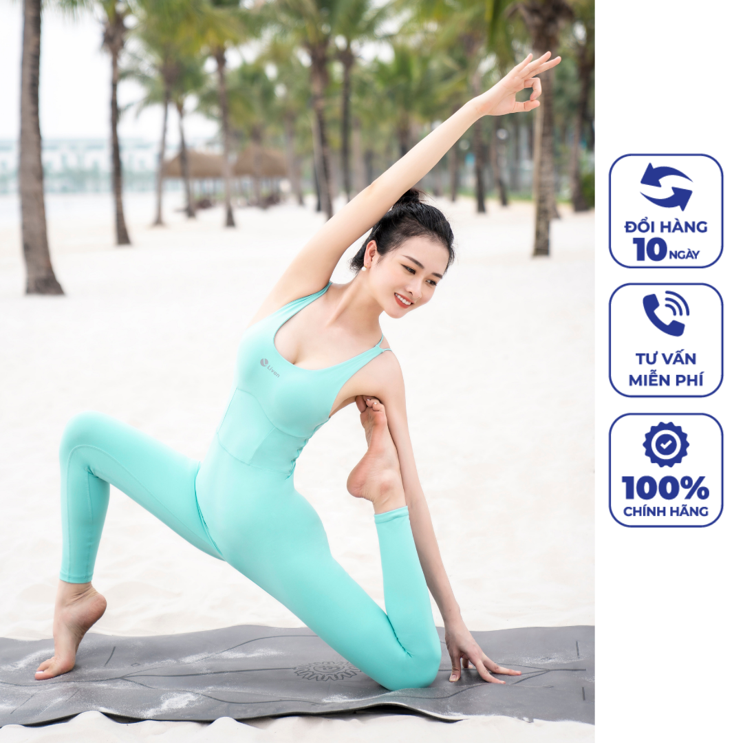 Set đồ tập gym, yoga jumpsuit tiara livan sport cao cấp - màu thạch anh