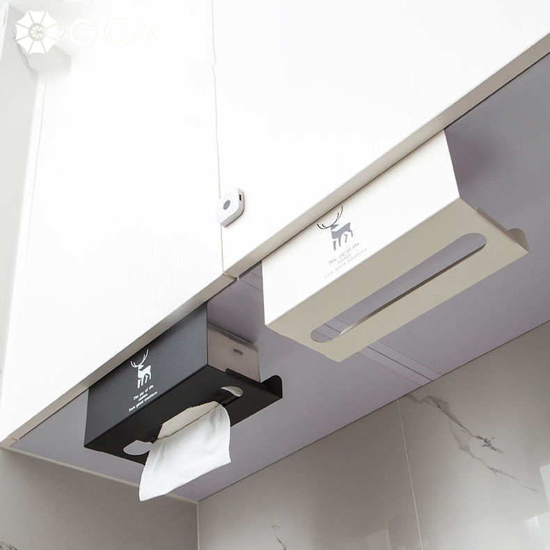 GIGA ESSENTIAL Hộp đựng khăn giấy treo nhà bếp / Hộp đựng khăn giấy kiểu INS / Hộp đựng khăn giấy đa chức năng / Hộp đựng khăn giấy sáng tạo sang trọng nhẹ / Hộp đựng khăn giấy không có lỗ / Hộp đựng khăn giấy treo tường