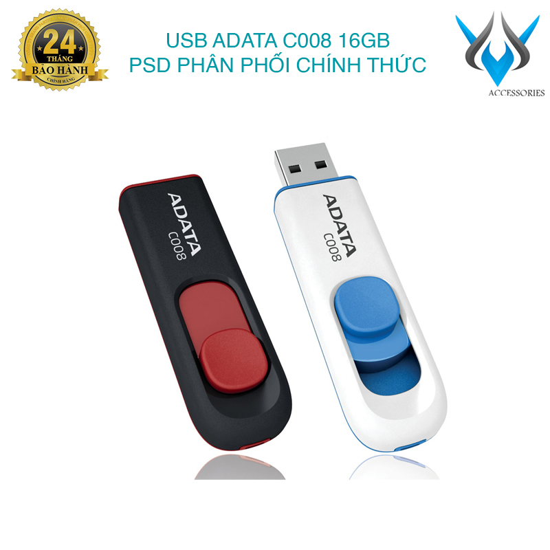Usb 2.0 adata c008 16gb siêu bền - psd phân phối chính thức phụ kiện 1986