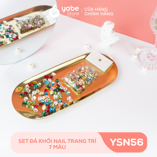 Đá Khối Nail 7 Màu Size To YABE Đá Đính Móng Set Đá Nail 100 Viên Chuyên Dụng Làm Nail YSN56