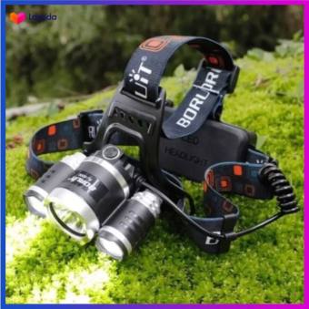 Đèn pin đội đầu 3 bóng LED siêu sáng chiếu xa trăm mét - Đèn pin cao cấp có 4 chế độ dùng 2 pin sạc 18650 + 1 bộ sạc + 1 dây đai + 1 hộp đựng.