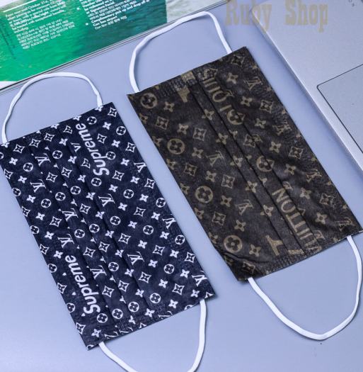 Khẩu Trang LV Kháng Khuẩn Set 10 chiếc  Hoạ Tiết Sang Chảnh 3 Màu Nâu/Đen/Trắng Chống ước dễ thở