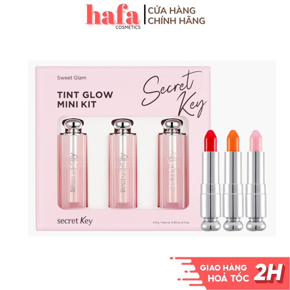 Set 3 son dưỡng môi có màu mini Secret Key Sweet Glam Tint Glow Mini Kit (Baby Pink, Juicy Orange, Punky Pink) _ Secret Key Chính Hãng