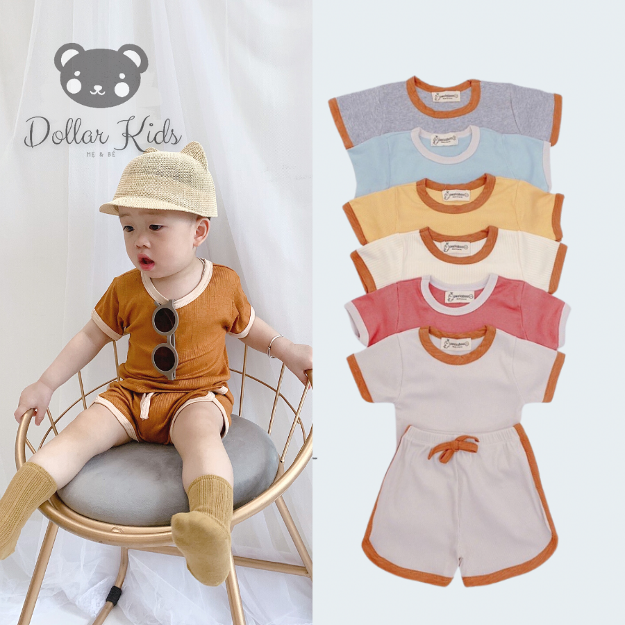 Bộ gân tăm lạnh ngắn tay Peekaboo phong cách Hàn Quốc cho bé trai bé gái (7-17kg)