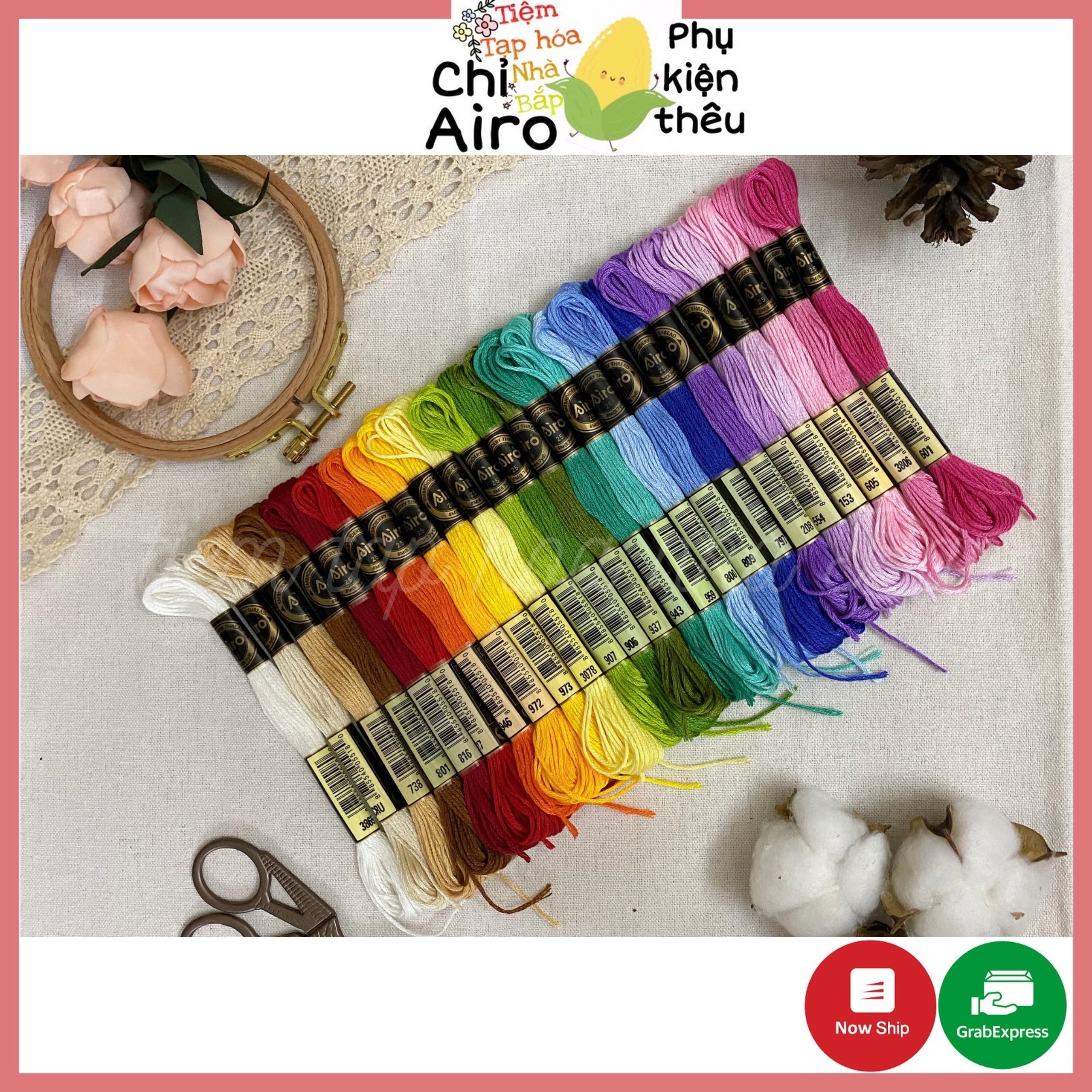 Set chỉ thêu airo 24 màu cơ bản