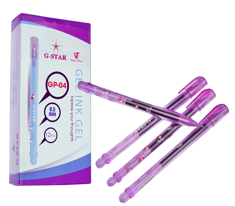 Hộp 12 Cây Viết Gel Gstar GP04 Ngòi 0.5mm ( Xanh. Đỏ, Đen, Tím )