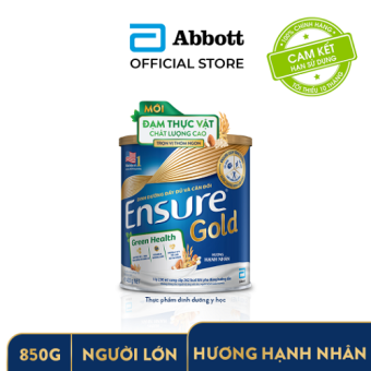Sữa Bột Ensure Gold Green Health Đạm thực vật hương Hạnh nhân - Lon 850g