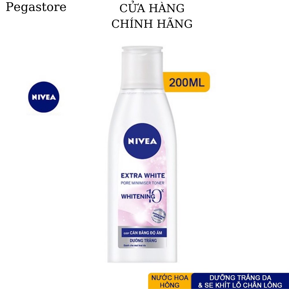 Toner dưỡng ẩm NIVEA Trắng Da Extra White Pore Minimiser - Nước hoa hồng trắng da 200ml - Pegastore
