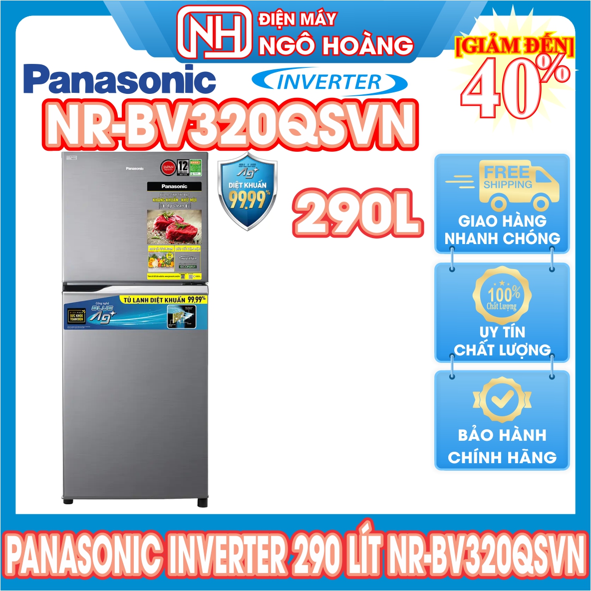 Nr-bv320qsvn - tủ lạnh panasonic inverter 290 lít nr-bv320qsvn