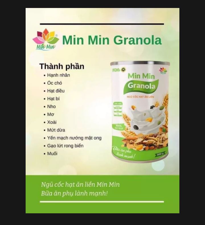 Ngũ cốc hạt ăn liền-thiên nhiên-sức khỏe- Granola Min Min dinh dưỡng,ăn kiêng ORGANIC 500G,cho người tiểu đường,tim mạch