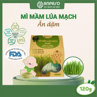 Mì Ăn Dặm Hữu Cơ Mầm Lúa Mạch Organic Anpaso BLW, kiểu Nhật cho bé từ 7 tháng bổ sung chất xơ, cải thiện táo bón 120g