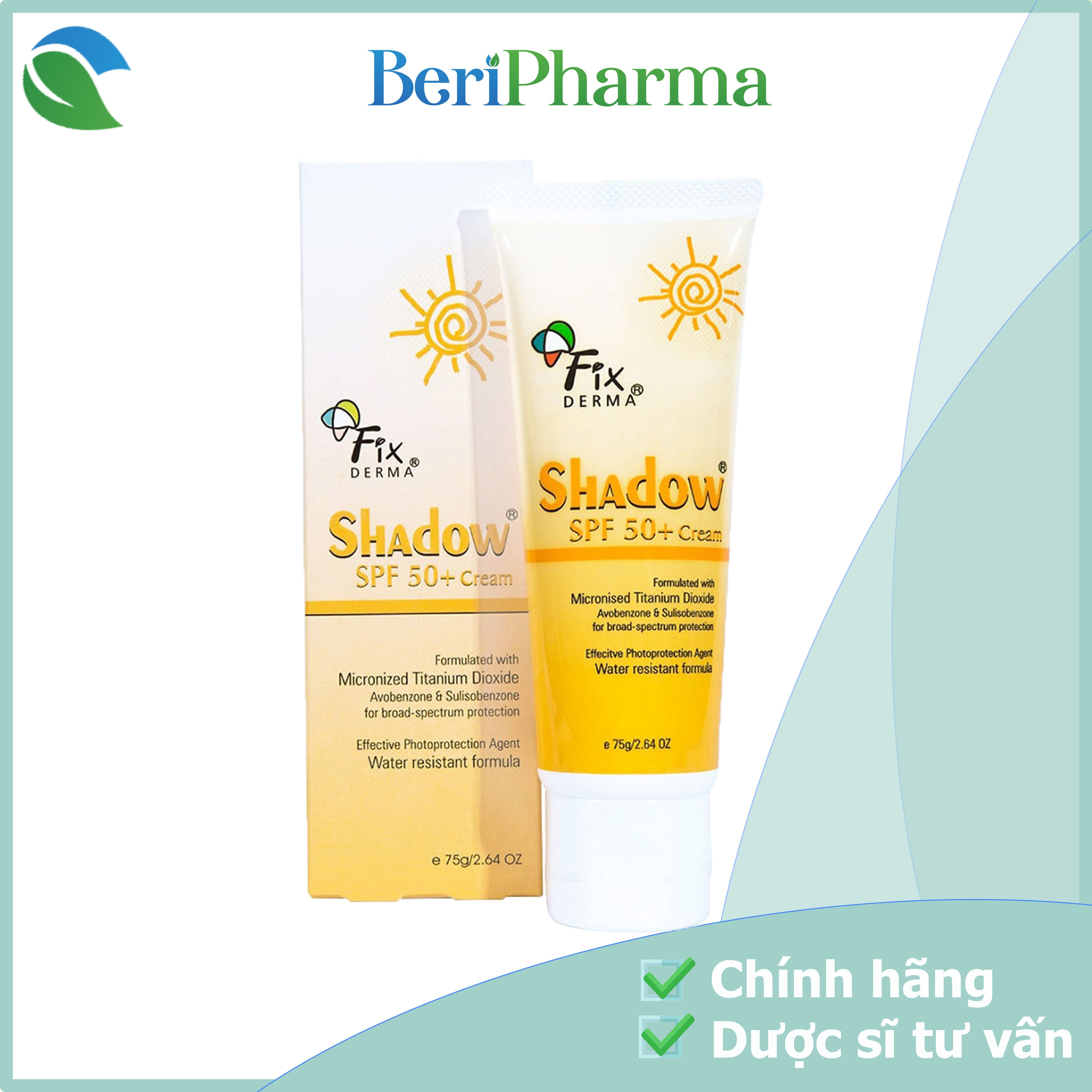 [HCM]Fixderma Kem Chống Nắng Shadow Spf50+ Cream 75g