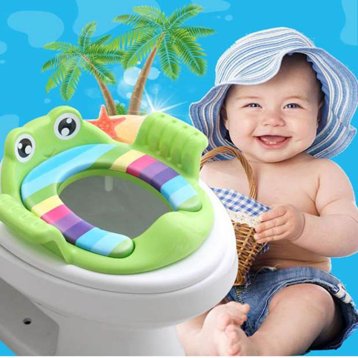 Lót bệ bồn cầu kiểu ếch có tay vịn cho bé đi vệ sinh một mình - Thu nhỏ bồn cầu hình ếch - Thu gọn bồn cầu ếch