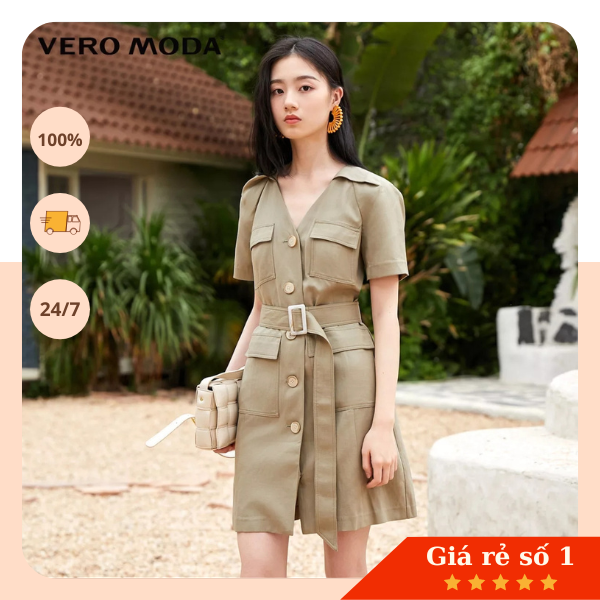 Đầm sơ mi túi hộp kèm đai - Đầm Vero moda sale