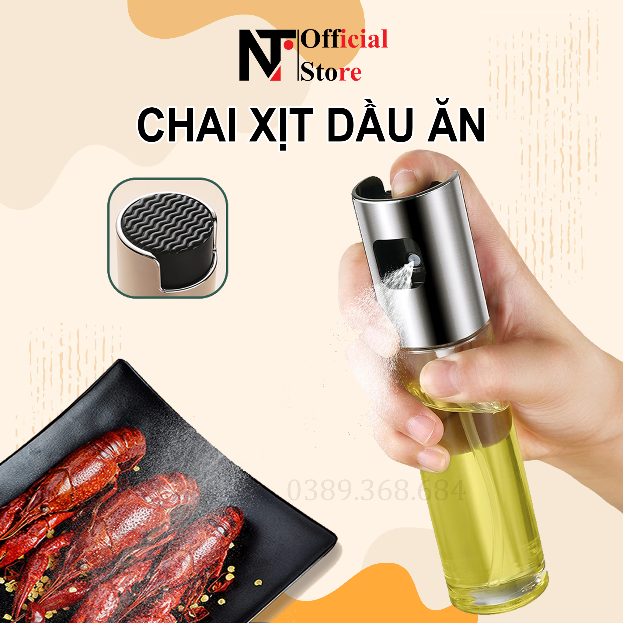 Chai xịt nước, dầu ăn, nước chấm chất liệu thủy tinh an toàn dung tích 100ml