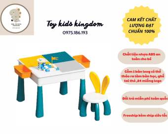 BỘ BÀN GHẾ LEGO ĐA NĂNG CÓ THỂ THÁO RỜI LÀM BÀN HỌC - Tặng 84 miếng logo và ghế tai thỏ (kèm ảnh thật)