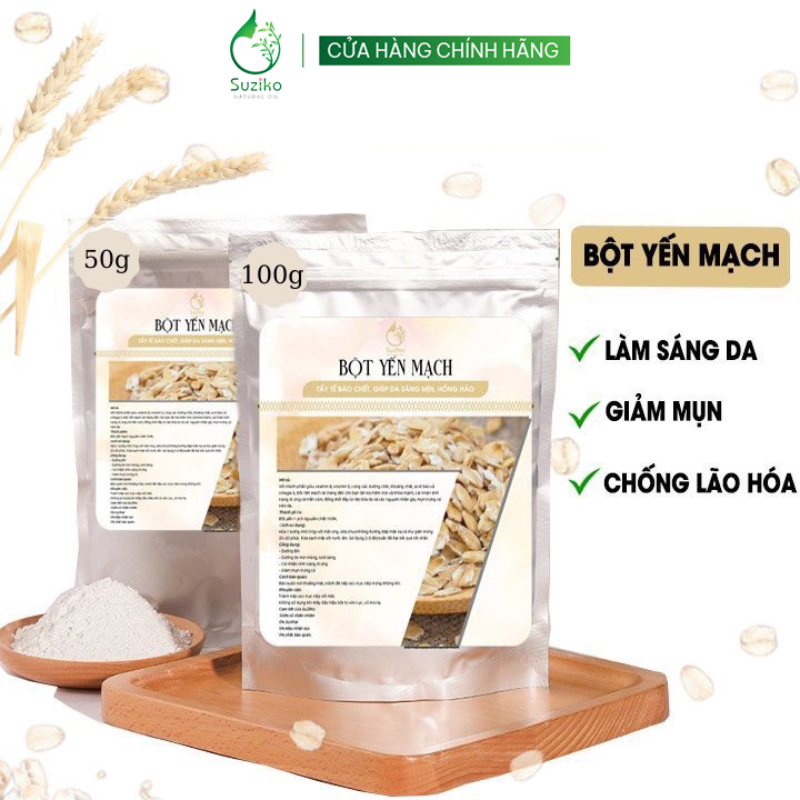 Bột yến mạch đắp mặt nạ hữu cơ suziko nguyên chất 50g - 100g | 100% organic