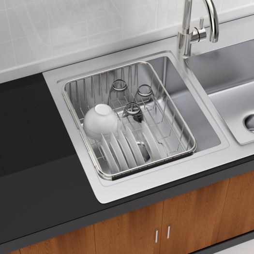 Khay Inox gác lên bồn rửa chén size lớn tùy chỉnh kích thước tiện lợi gọn gàng đựng đĩa chén trái cây