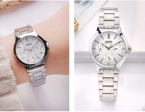 สินค้า Win Watch Shop นาฬิกา Casioแท้ รุ่น LTP-V300D-7A นาฬิกาผู้หญิง สายแสตนเลส หน้าปัดสีขาว สวยหรู - ของแท้ 100% รับประกันสินค้า 1 ปีเต็ม (ส่งฟรี เก็บเงินปล