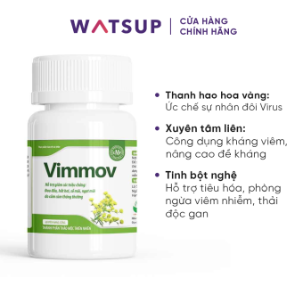 Vimmov Thanh Hao Hoa Vàng 250mg Xuyên Tâm Liên & Tinh bột Nghệ (Hộp 60 viên)