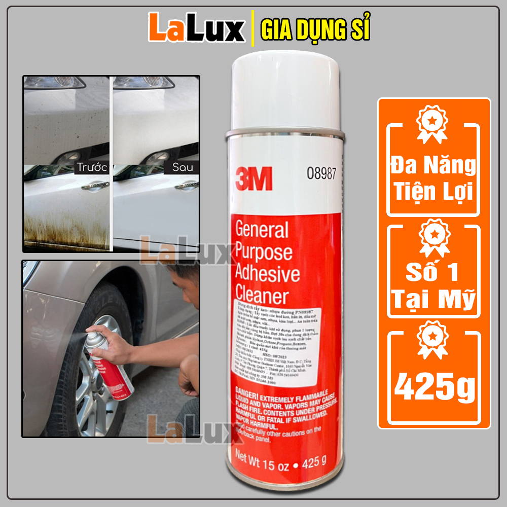 Xịt Tẩy Keo Băng Dính 3M - Bình Xịt Tẩy Keo Đa Năng An Toàn Cho Các Bề Mặt, Chai Xịt Tẩy Keo Dính Nhanh Chống, Chai Xịt Tẩy Keo Nhựa Đường, LALUX