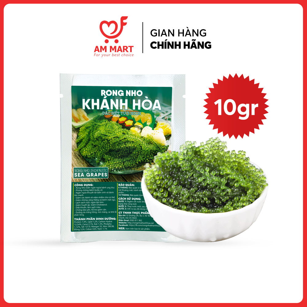 100gr Rong Nho Biển Tách Nước Khánh Hòa Tươi Ngon Bỗ Dưỡng Tặng Kèm Sốt Mè Rang AM MART
