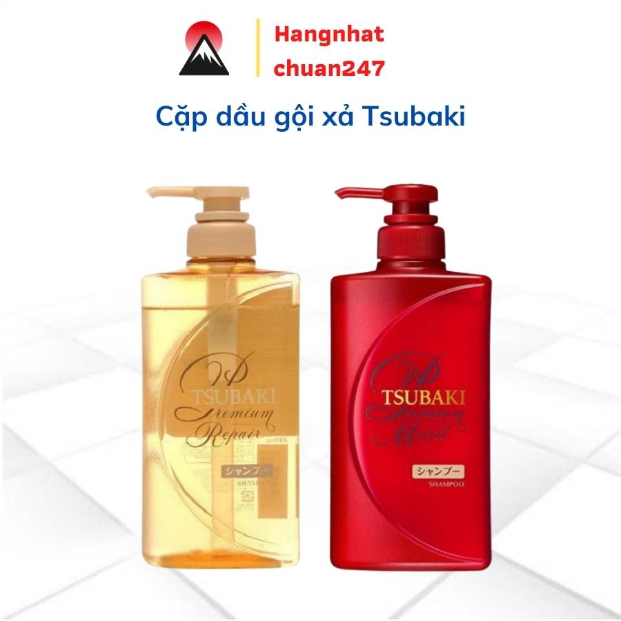 Bộ dầu gội dầu xả Tsubaki Premium phục hồi tóc hư tổn dưỡng bóng mượt 490ml